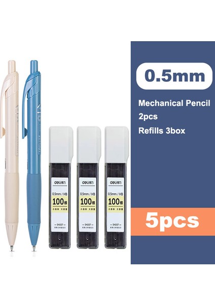 0.5mm-2pen-3core Deli 0.5/0.7mm Mekanik Kurşun Kalem Hb Kalem Seti Otomatik Kalem Çekirdek Dolum Sanat Çizim Eskiz Öğrencileri Okul Malzemeleri (Yurt Dışından)