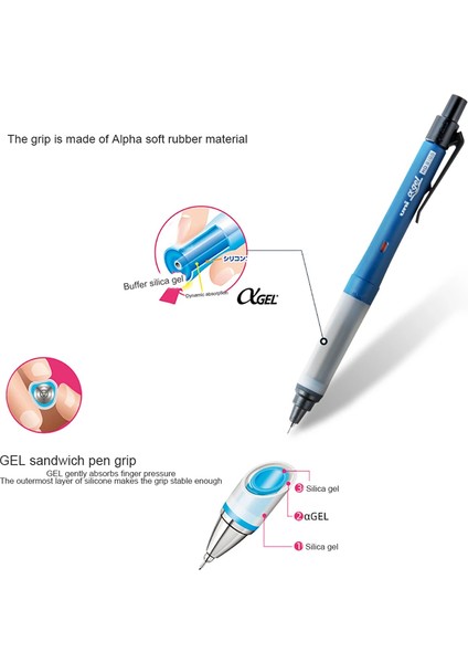 Siyah Set B Unı Mekanik Kurşun Kalemler M5-1009GG Yumuşak Kauçuk Kılıf Anahtarı Rotasyon Çift Kalıp Kurşun Okul Malzemeleri Ofis Kırtasiye 0.5mm/0.3mm (Yurt Dışından) indirimleri