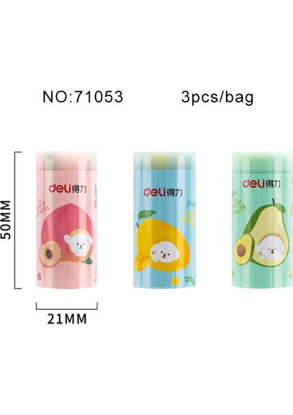 71053-3 Adet Deli 3 Adet/takım Meyve Silgi Kawaii Karikatür Kalem Kauçuk Okul Kırtasiye Düzeltme Malzemeleri Çocuklar Için Yazma Çizim Silgi (Yurt Dışından)