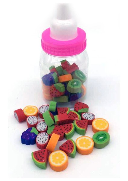 Meyve 1 Adet (18-22 Tablet) Süt Şişesi Silgi Meyve Hayvan Noel Dijital Lastik Şişe Çocuk Öğrencileri Sevimli Kırtasiye Hediyeler (Yurt Dışından)