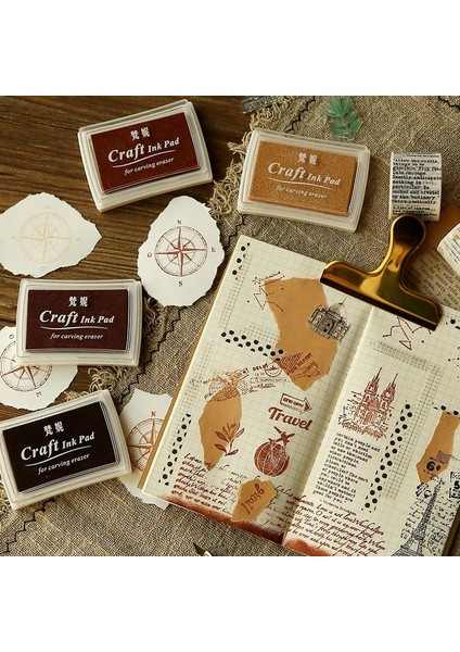 Bir Retro Koyu Renkli Baskı Termid Büyük Matbaa Potal Mühür Siyah Gri Kırtasiye Sevimli Baskı Pud Tampon Encre Mürekkep Damgası (Yurt Dışından)