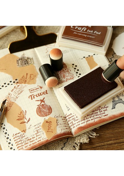 Bir Retro Koyu Renkli Baskı Termid Büyük Matbaa Potal Mühür Siyah Gri Kırtasiye Sevimli Baskı Pud Tampon Encre Mürekkep Damgası (Yurt Dışından)