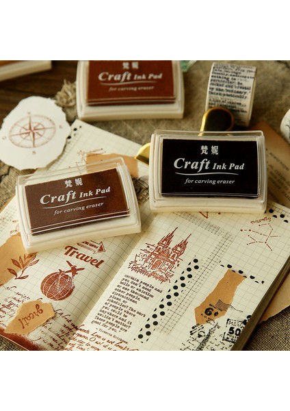 Bir Retro Koyu Renkli Baskı Termid Büyük Matbaa Potal Mühür Siyah Gri Kırtasiye Sevimli Baskı Pud Tampon Encre Mürekkep Damgası (Yurt Dışından)