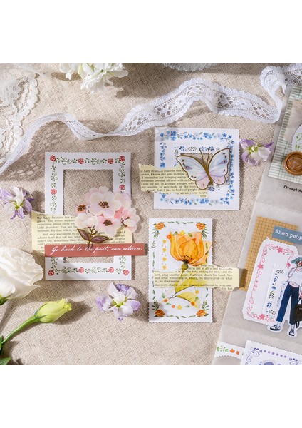 Bir Journamm 30 Adet/paket Çiçek Dantel Bloknot Kraft Kağıt Çerçeve Malzemeleri Kolaj Kırtasiye Dıy Scrapbooking Yaratıcı Notlar Kağıt (Yurt Dışından)