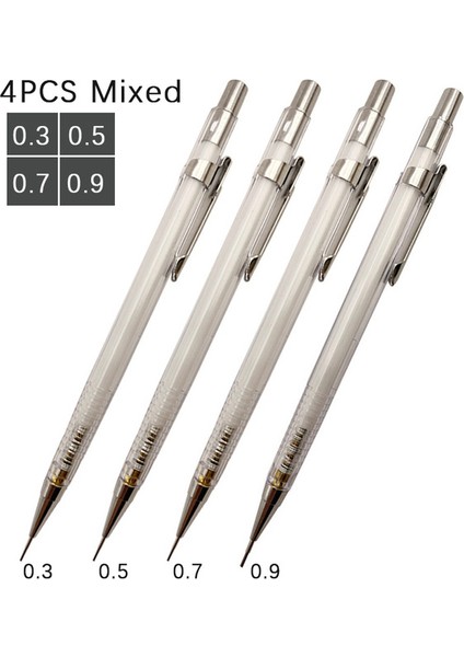 4 Adet Kalem Karışık Yüksek Kalite 4 Adet/takım 0.3 0.5 0.7 0.9mm Basit Beyaz Mekanik Kurşun Kalem Öğrenci Yazma Boyama Kırtasiye Okul Malzemeleri (Yurt Dışından)