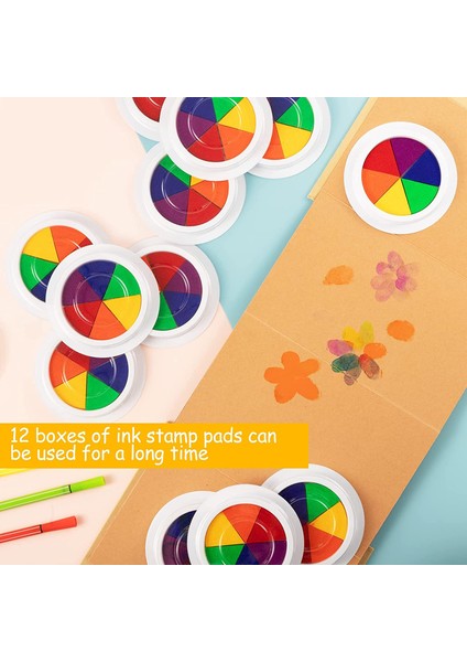 12 Renk Büyük 1 Adet Çok Renkli Craft Mürekkep Pedi-12 Renk Mini Boyut Yıkanabilir Mürekkep Damga Pedleri Çocuklar Çizim Öğrenme Için Dıy Parmak Boyama Kiti (Yurt Dışından)