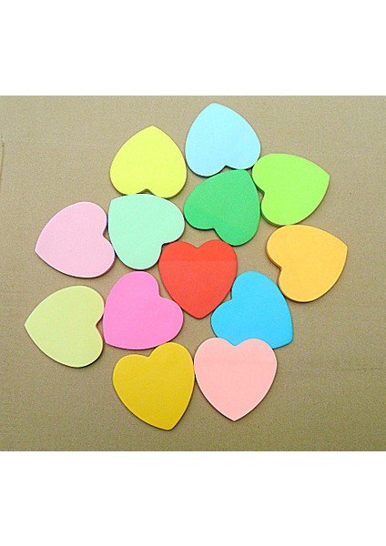 O 50 Yaprak Renkli Kalp Yapışkan Kırtasiye Etiket Bookmarker Kalp Şekli Bloknot Yapışkan Notlar Mesaj Pad Sticker Çok Renkli (Yurt Dışından)