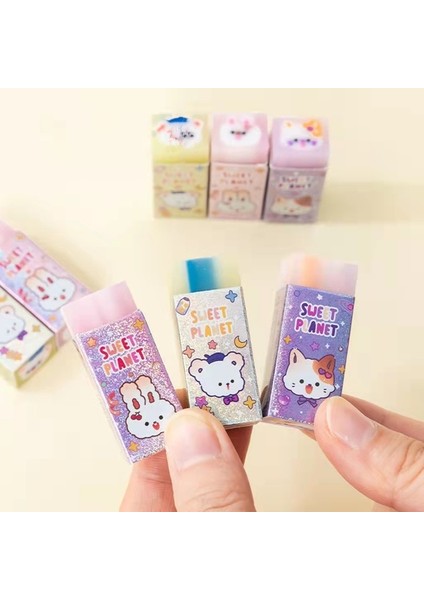 3 Adet M Kawaii Animasyon Tatlı Gezegen Hayvan Sandviç Silgi, Hb Kalem Yaratıcı Dilim Düzeltme Silgi, Öğrenci Öğrenme Kırtasiye Su (Yurt Dışından)