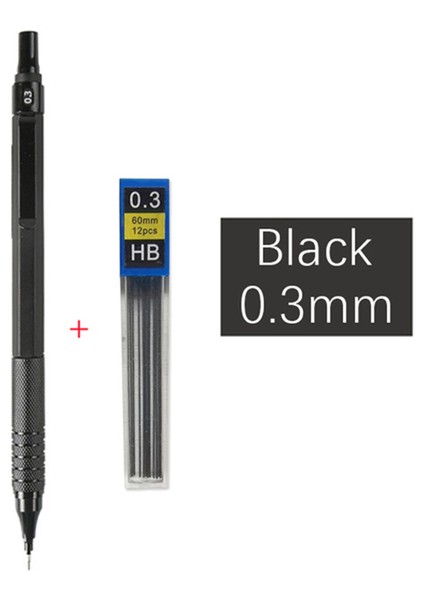 0.3 Siyah Kurşun 0.3 0.5 0.7 2.0mm Sanat Çizim Otomatik Kalemler Düşük Ağırlık Merkezi Hediye Kutusu Setli Geri Çekilebilir Uç Metal Mekanik Kurşun Kalem (Yurt Dışından)