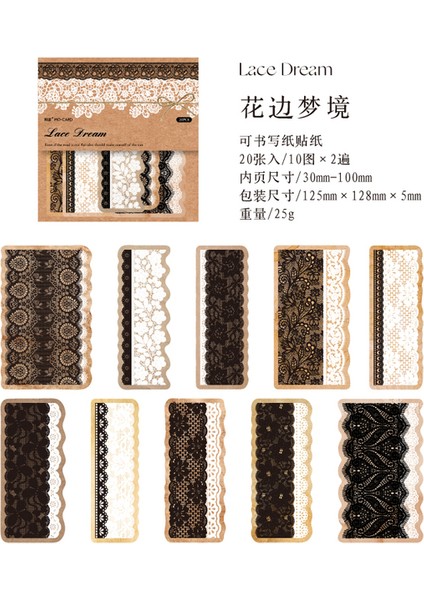 F Shanbu 20 Adet Vintage Dantel Koleksiyonu Malzeme Kağıt Yazılabilir Kağıtlar Etiket Çiçek Deco Mermi Günlüğü Scrapbooking Kolaj (Yurt Dışından)