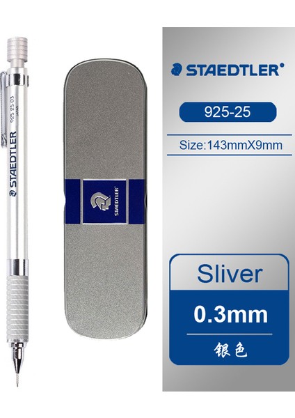 Gümüş 0.3mm Staedtler Mekanik Kurşun Kalem 925 25/35 Metal Namlu Düşük Merkez Yerçekimi 0.3/0.5/0.7/0.9mm Profesyonel Çizim Elle Çizilmiş Eskiz (Yurt Dışından)