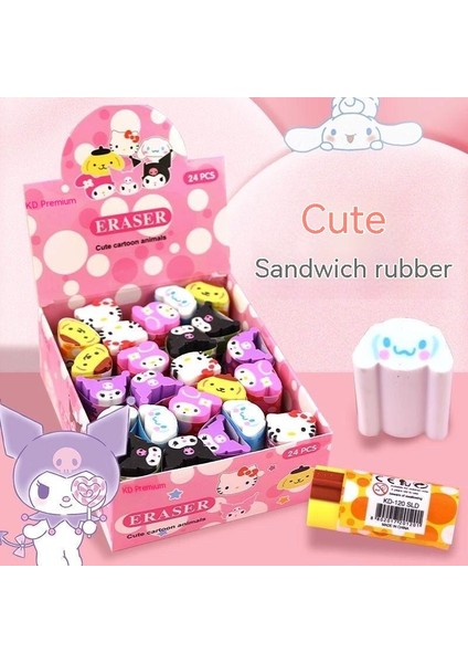 Sanrio 24 Adet S Sanrio 24 Adet Silgi Kawaii Bebek Sevimli Hello Kitty Kuromi Cinnamoroll Şerit Silinebilir Kauçuk Kırtasiye Öğrenci Hediye Silme Aracı (Yurt Dışından) fiyatları