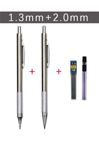 1.3mm 2.0mm 0.5 0.7 0.9 1.3 2.0mm Mekanik Kurşun Kalem Seti Tam Metal Sanat Çizim Boyama Otomatik Kurşun Kalem Ofis Okul Malzemeleri (Yurt Dışından)