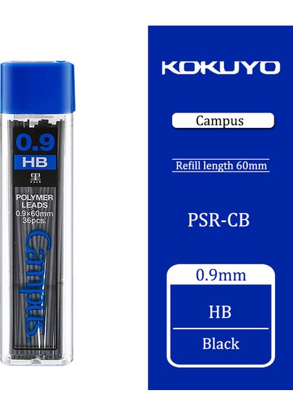 0.9mm Hb Kokuyo Otomatik Kurşun Kalem Kampüs Hb/b/2b Kırılması Kolay Değil Kurşun Pürüzsüz ve Hassas 0.7/0.9/1.3mm Öğrenci Kırtasiye (Yurt Dışından)
