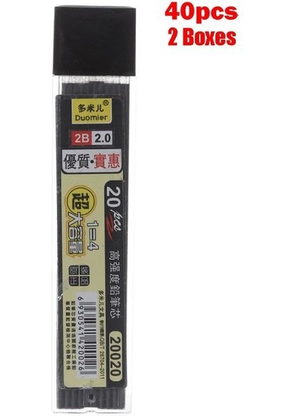 40 Adet-2 Kutu 20 Adet/40 ADET/100 Adet/kutu 2.0mm Grafit Kurşun Otomatik Kalem Değiştirme Çekirdek 2b Kalın Kurşun Mekanik Kurşun Kalem Dolum (Yurt Dışından)