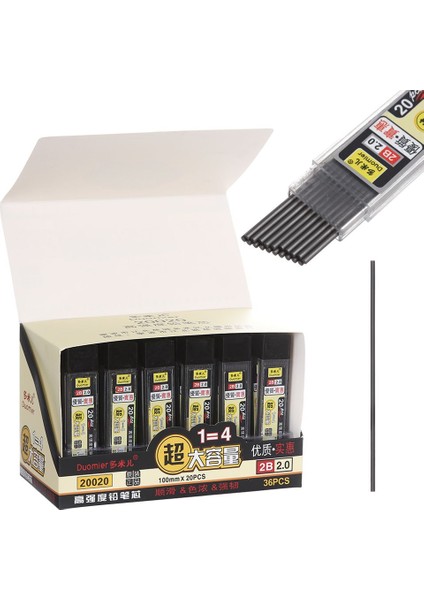 40 Adet-2 Kutu 20 Adet/40 ADET/100 Adet/kutu 2.0mm Grafit Kurşun Otomatik Kalem Değiştirme Çekirdek 2b Kalın Kurşun Mekanik Kurşun Kalem Dolum (Yurt Dışından)