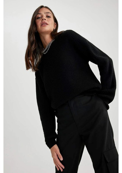 H6905AZ/BK27 Defacto Kadın Kazak Black fırsatları