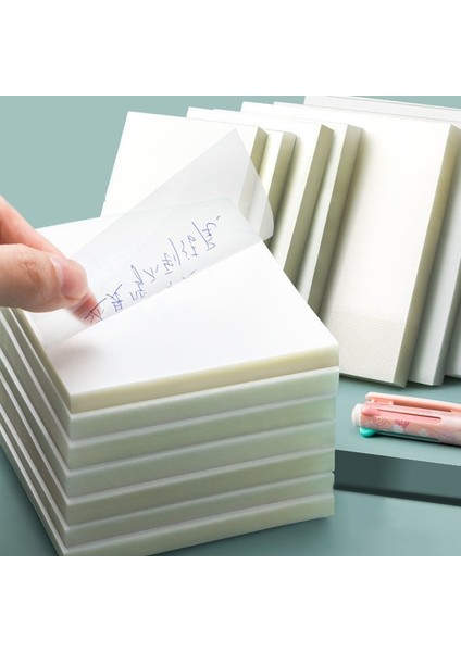 GREEN-75X75MM 50 Yaprak Şeffaf Yapışkan Notlar Su Geçirmez Pet Bloknot Çıkartmalar Günlük Yapılacaklar Listesi Not Kağıdı Öğrenci Ofis Kırtasiye Için (Yurt Dışından) indirimleri