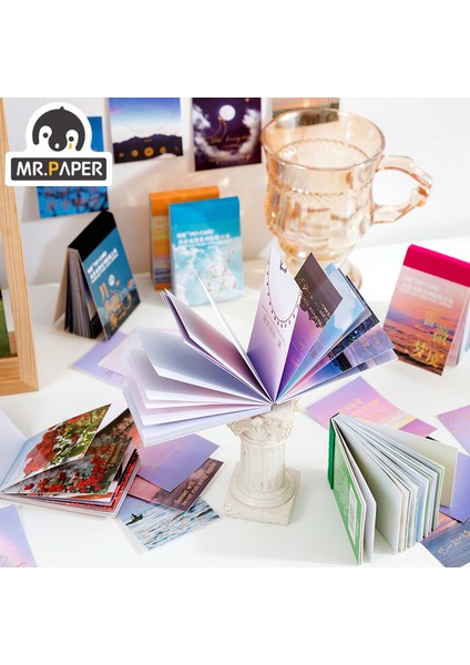 G Mr.paper 8 Tasarımlar Bronzlaştırıcı Bakır Levha Kağıt Etiket Fasulye Kitap Manzara Kitap Serisi Not Defteri Yaratıcı Kırtasiye Çıkartma Kitabı (Yurt Dışından) indirimleri