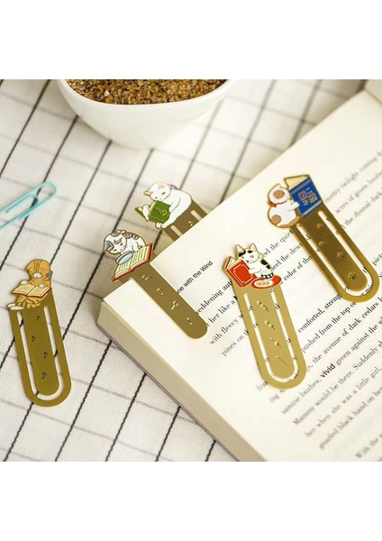 F Sevimli Kedi Imleri Metal Kitap Klipleri Kawaii Yavru Kedi Kağıt Sayfa Tutucu Japon Kırtasiye Okuma Araçları Okul Ofis Malzemeleri (Yurt Dışından) indirimleri