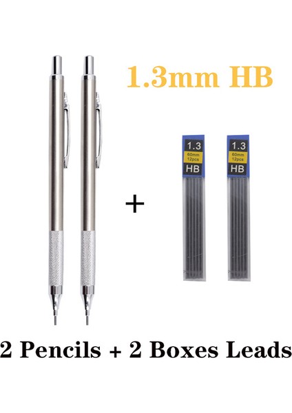 Ilkokul Öğrencileri Için 1.3mm 2 Uçlu Sabit Çekirdekli Metal Mekanik Kurşun Kalem 0.5 0.7 0.9 1.3 2.0 mm (Yurt Dışından)