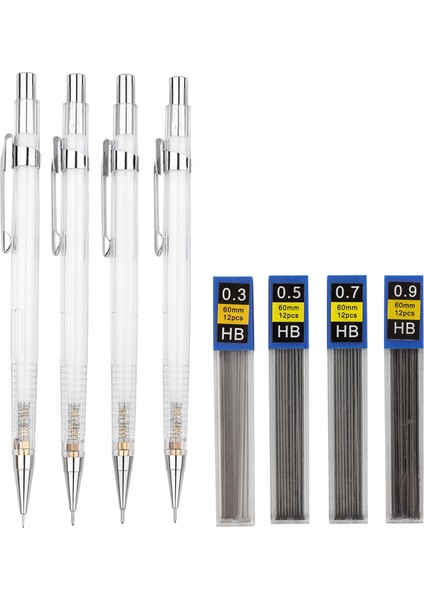 2 Adet 0.3mm Kalem Şeffaf Mekanik Kurşun Kalem Seti 0.3, 0.5, 0.7 0.9mm Hb Kurşun Yedekler Eskiz Sanat Çizim Boyama Otomatik Kalemler Için (Yurt Dışından)