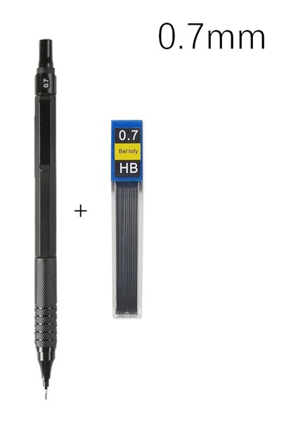0.7mm Set-Siyah Metal Düşük Yerçekimi Otomatik Kalem 0.3/0.5/0.7/2.0mm Profesyonel Çizim Yazma Mekanik Kurşun Kalem Kurşun Ofis Okul Malzemeleri (Yurt Dışından)
