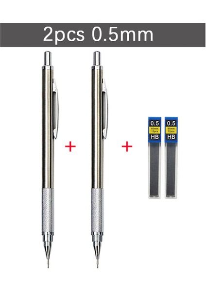 2 Adet 0.5mm 0.5 0.7 0.9 1.3 2.0mm Mekanik Kalem Seti Tam Metal Sanat Çizim Boyama Otomatik Kurşun Kalem Ofis Okul Malzemeleri (Yurt Dışından)