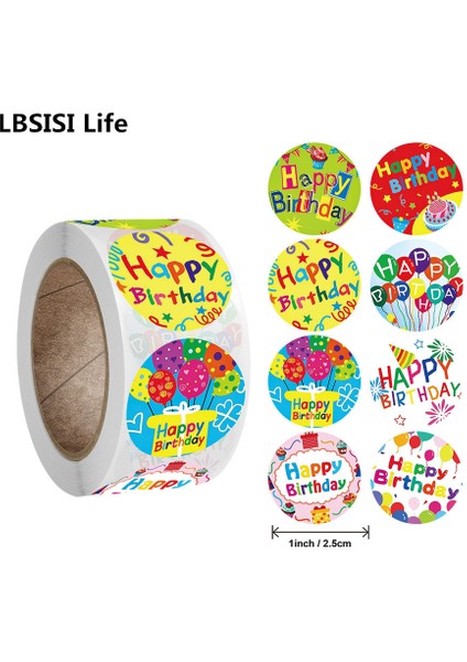 A06 Lbsısı Hayat 1 Inç 500 Adet Rulo Mutlu Doğum Günü Dört Güzel Renk Tasarımları Kutuları Zarflar Çanta Dekorasyon Çıkartmaları Etiketleri (Yurt Dışından) fiyatları