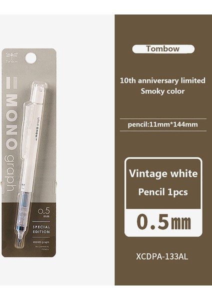 Dumanlı Beyaz 2021 Yeni Tombow Mekanik Kurşun Kalem 10. Yıldönümü Sınırlı Retro Füme Tek Renkli Silgi ile Kurşun Kurşun (Yurt Dışından)