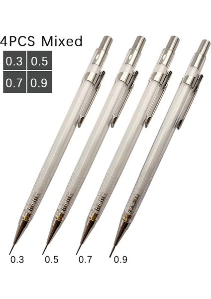 4 Adet Kalem Karışık Basit Şeffaf Mekanik Kurşun Kalem 0.3 0.5 0.7 0.9mm Otomatik Kurşun Kalem Kurşun Dolum Sanat Boyama Yazma Malzemeleri Kırtasiye (Yurt Dışından)