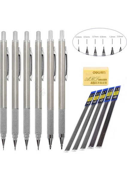 Mix 24 Lead Haile Mekanik Kurşun Kalem Seti Kurşun Dolumlu Metal Kurşun Kalem Marker 0.3 0.5 0.7 0.9 1.3 2.0mm Hb Çizim, Yazma, Sanat Çizimi Için (Yurt Dışından)