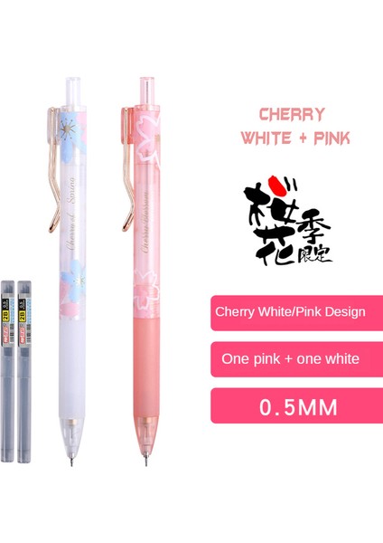 4003 1 Beyaz 1 Pembe Mg 0.5mm Güzel Taze Kiraz Sakura Mekanik Kalem Seti Öğrenci Otomatik Kalem Okul Ofis Arzı (Yurt Dışından)