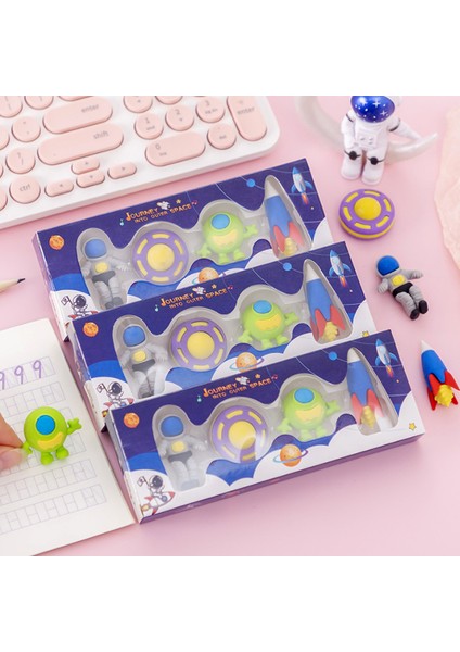 Rastgele Tasarım 1 Kutu Kawaii Uzay Roket Uçan Daire Kauçuk Kalem Silgi Öğrenci Çocuk Oyuncakları Ödüller Ofis Okul Tedarik Sevimli Kırtasiye Silgi Seti (Yurt Dışından)