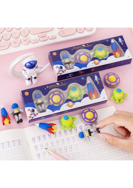 Rastgele Tasarım 1 Kutu Kawaii Uzay Roket Uçan Daire Kauçuk Kalem Silgi Öğrenci Çocuk Oyuncakları Ödüller Ofis Okul Tedarik Sevimli Kırtasiye Silgi Seti (Yurt Dışından)