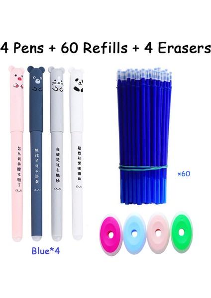 68 Pcs Mavi Kalem Seti 68 Adet/takım 0.35MM Kawaii Silinebilir Kalemler Yazma Kız Hediyeler Için Sevimli Ayı Jel Kalem Ofis Aksesuarları Okul Malzemeleri Kırtasiye (Yurt Dışından)