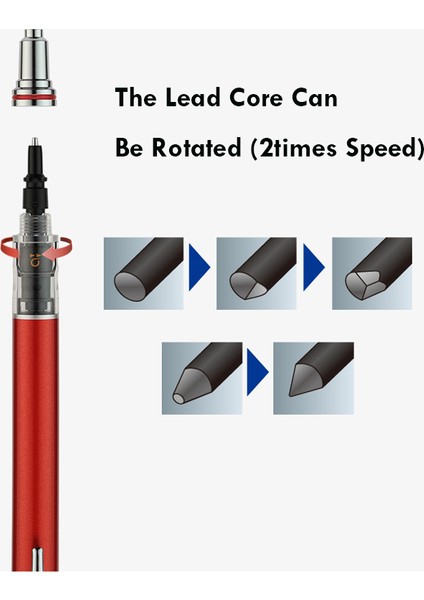 1 Kırmızı 0.5mm Japonya Uni Döner Mekanik Kurşun Kalem Kuru Toga Advance M5-559 0.3/0.5/0.7 mm Portaminas Anti-Kırık Çekirdek Lapicero Okul Malzemeleri (Yurt Dışından)