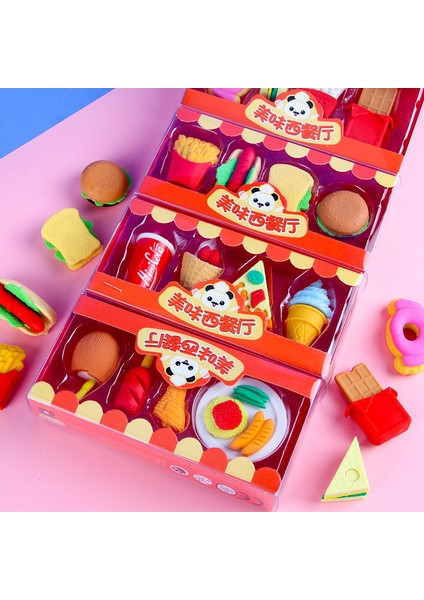 2 Rastgele 1 Kutu Simülasyon Lezzetli Batı Yemeği Mini Silgi Sevimli Patates Kızartması Hamburger Pizza Silgi Öğrencilerin Kırtasiye (Yurt Dışından) indirimleri