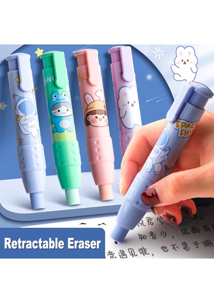 4 Adet-Yeşil Dolum Kawaii Geri Çekilebilir Silgi Kalem Kauçuk Yumuşak Dolum Çekirdek Çocuklar Için Sanat Yazma Silgi Kalem Ofis Düzeltme Malzemeleri Kırtasiye (Yurt Dışından)