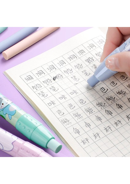 4 Adet-Yeşil Dolum Kawaii Geri Çekilebilir Silgi Kalem Kauçuk Yumuşak Dolum Çekirdek Çocuklar Için Sanat Yazma Silgi Kalem Ofis Düzeltme Malzemeleri Kırtasiye (Yurt Dışından)