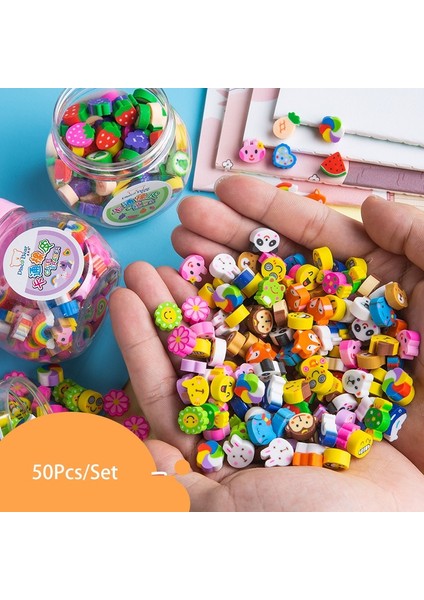 50 Adet Bir Varil 50 Adet/takım Sevimli Kauçuk Silgi Yaratıcı Hayvan Meyve Kalem Silgi Mini Kawaii Kırtasiye Çocuklar Öğrenci Ofis Malzemeleri (Yurt Dışından)