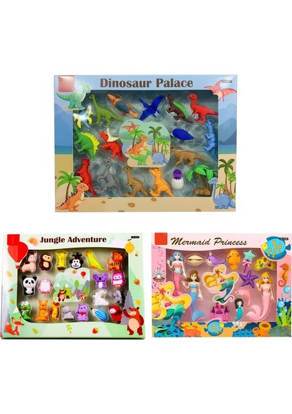 Orman Macera Çocuk Silgi Seti Dinozor Silgi Mini 3D Silgi Öğrenci Erkek Kız Için Renkli Bulmaca Silgi Ödül Doğum Günü Dropship (Yurt Dışından)
