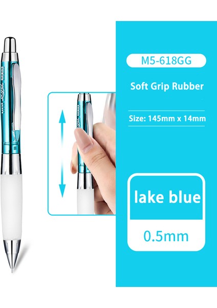 Göl Mavisi Uni Mekanik Kurşun Kalem M5-618GG Anti-Yorgunluk Çekirdeği Kırmak Kolay Değil 0.5mm Kurşun Çekirdek Sallayın Okul Malzemeleri Kırtasiye (Yurt Dışından)