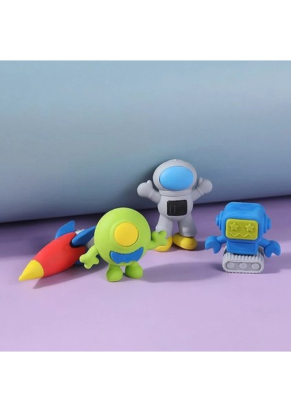 A1 4 Adet Alien Silgi Seti ile Tanışın Pvc Olmayan Mini Roket Astronot Kauçuk Silgiler (Yurt Dışından)