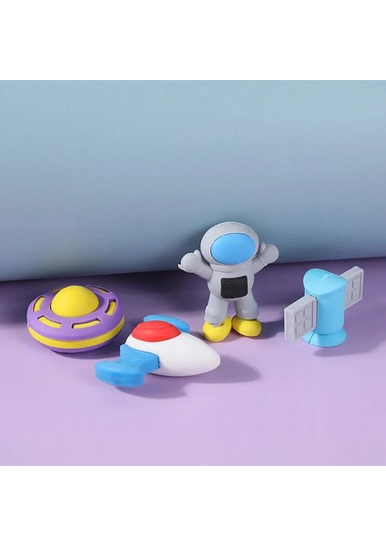 A1 4 Adet Alien Silgi Seti ile Tanışın Pvc Olmayan Mini Roket Astronot Kauçuk Silgiler (Yurt Dışından)