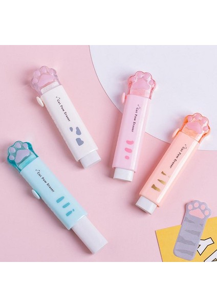 Rastgele Renk Sevimli Kedi Pençe Silgi Güzel Kalem Kauçuk Kawaii Tasarım Itme Çekme Silgi Düzeltme Aracı Kırtasiye (Yurt Dışından) fırsatları