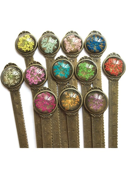 Beyaz 1 Adet Yaratıcı Retro Bronz Yuvarlak Imi 10 cm Cetvel Vintage Metal Renkli Çiçek Cam Taşlar Kitap Sayfası Işaretleyici Olarak (Yurt Dışından) modelleri