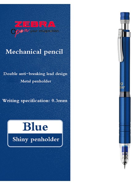 Mavi 0.3mm Zebra MA86 Mekanik Kurşun Kalem Metal Kavrama Çizim Kalemi 0.3/0.5mm Öğrenciler Yazma Düşük Ağırlık Merkezi Kırtasiye Malzemeleri (Yurt Dışından)