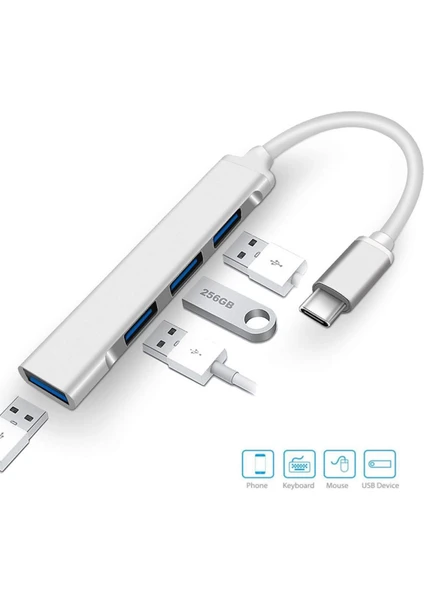 Ata Elektronik Type-C To USB Hub Dönüştürücü Type-C USB 3.0 Hub USB3.0 Çevirici Dönüştürücü Adaptör  TypeC To USB