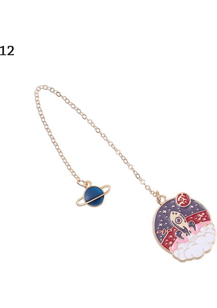 12 Çin Tarzı Metal Imi Retro Püskül Kolye Kırmızı Taçlı Vinç Kitap Klipsi Sayfalandırma Mark Okul Ofis Malzemeleri Kırtasiye (Yurt Dışından)